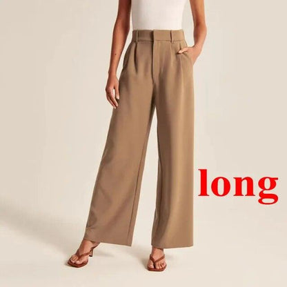 Loose Women Wide Leg Pants Real Pocket Office Lady Trousers Casual Suit Pants The Effortless Tailored Wide Leg Pants - MyStoreLiving