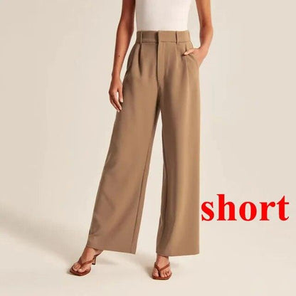 Loose Women Wide Leg Pants Real Pocket Office Lady Trousers Casual Suit Pants The Effortless Tailored Wide Leg Pants - MyStoreLiving