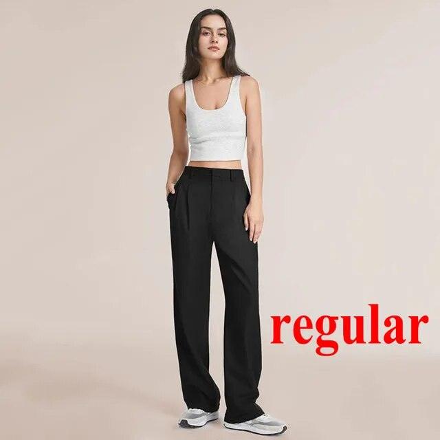 Loose Women Wide Leg Pants Real Pocket Office Lady Trousers Casual Suit Pants The Effortless Tailored Wide Leg Pants - MyStoreLiving