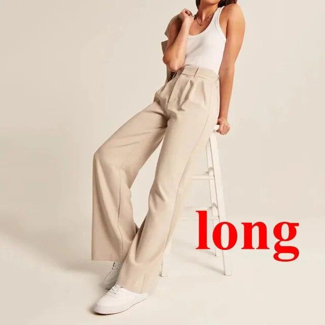 Loose Women Wide Leg Pants Real Pocket Office Lady Trousers Casual Suit Pants The Effortless Tailored Wide Leg Pants - MyStoreLiving