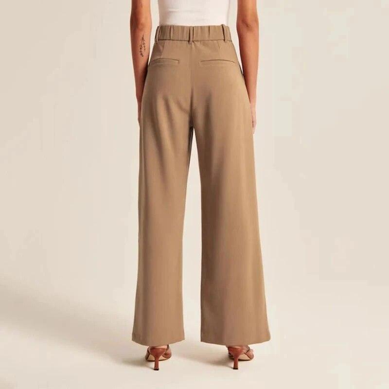 Loose Women Wide Leg Pants Real Pocket Office Lady Trousers Casual Suit Pants The Effortless Tailored Wide Leg Pants - MyStoreLiving