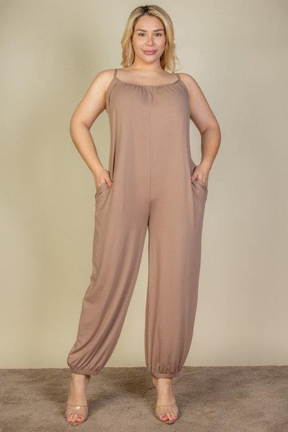 PLUS SIZE SLEEVELESS JOGGER JUMPSUIT - MyStoreLiving