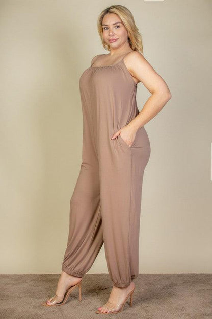 PLUS SIZE SLEEVELESS JOGGER JUMPSUIT - MyStoreLiving