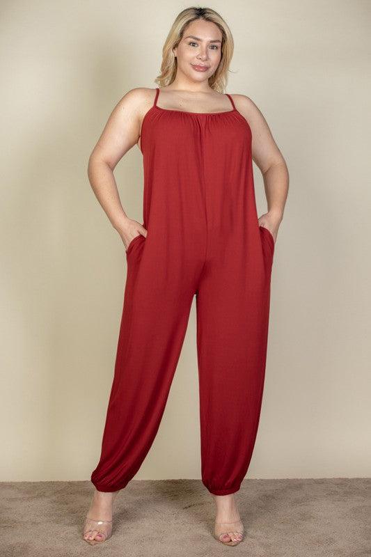 PLUS SIZE SLEEVELESS JOGGER JUMPSUIT - MyStoreLiving