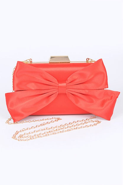 Satin Bowtie Box Clutch