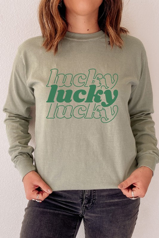 Lucky St Patrick's Day Comfort Colors Long Sleeve