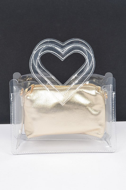 Heart Shape Handle  Stadium Transparent Bag Set