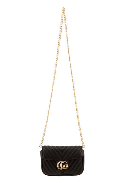 Chevron Quilted CG Buckle Crossbody Bag