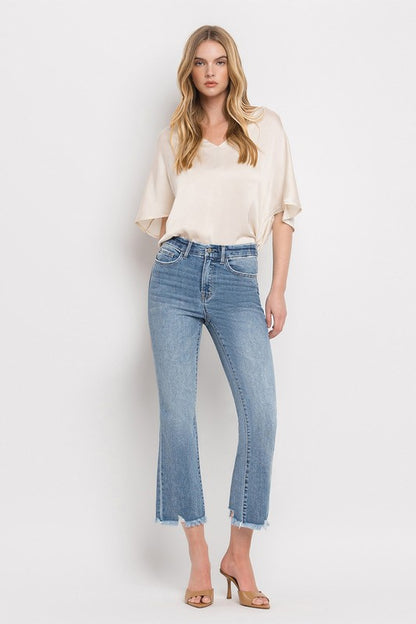 High Rise Crop Flare Jeans