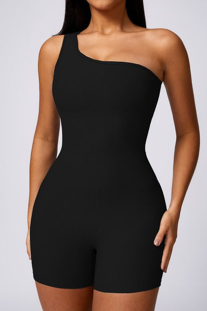 Oblique one-shoulder exercise fitness bodysuits