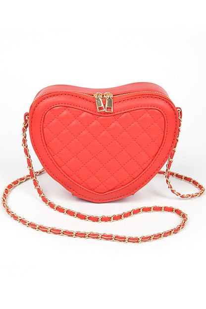 Quilted Heart Shape Swing Crossbody Bag