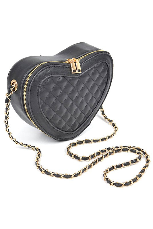 Quilted Heart Shape Swing Crossbody Bag
