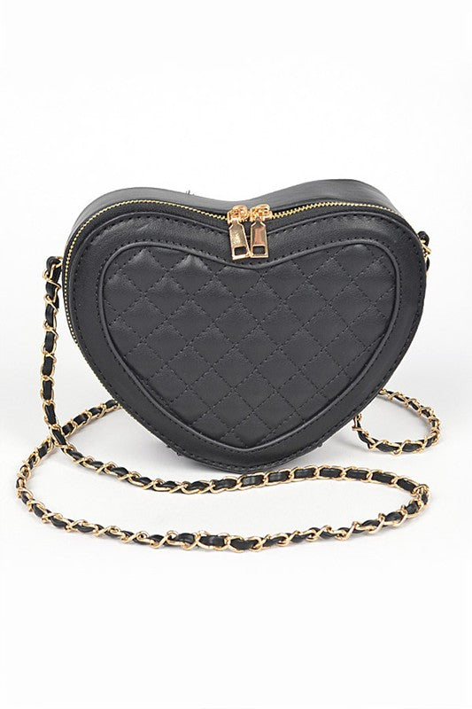 Quilted Heart Shape Swing Crossbody Bag