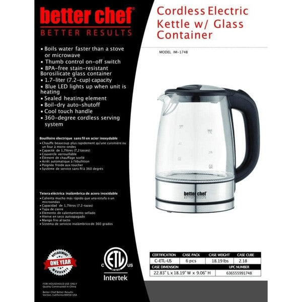 Better Chef 7-Cup Cordless Electric Glass Kettle