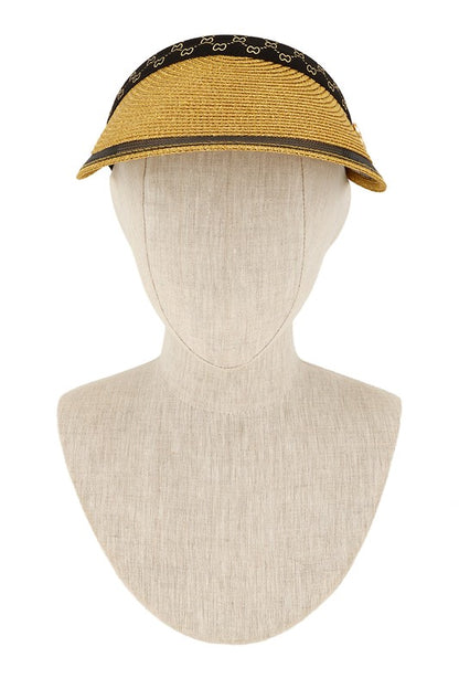 G Charm Metallic Straw Visor Hat