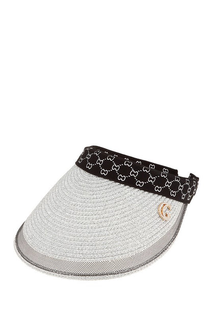 G Charm Metallic Straw Visor Hat