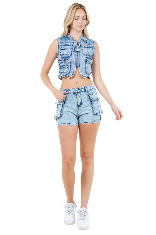 Denim Two Piece Short Set