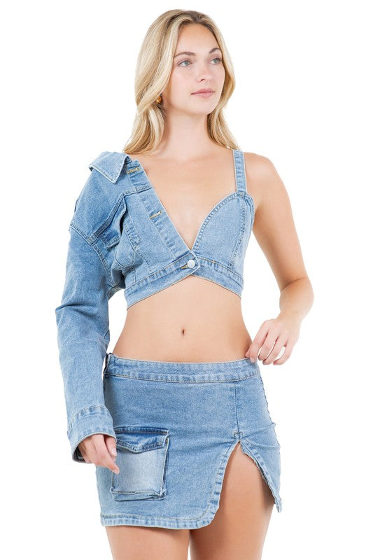 Fashion Denim Two Piece Set