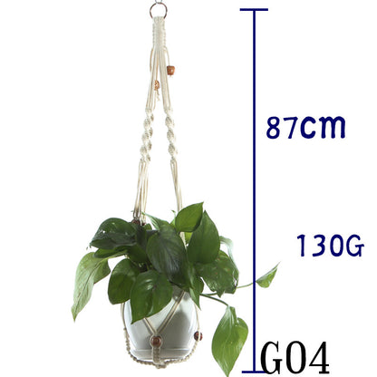 Beige Flower Pot Net Bag Cotton Rope Hanging Basket Sling for Indoor Plants