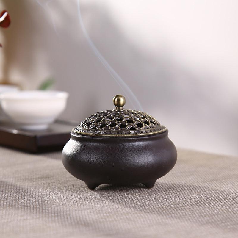 Ceramic Three-legged Incense Burner Sandalwood Agarwood Household Tea Ceremony - MyStoreLiving