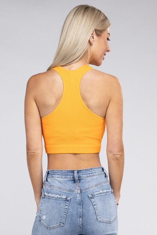 Ribbed Cropped Racerback Tank Top - MyStoreLiving