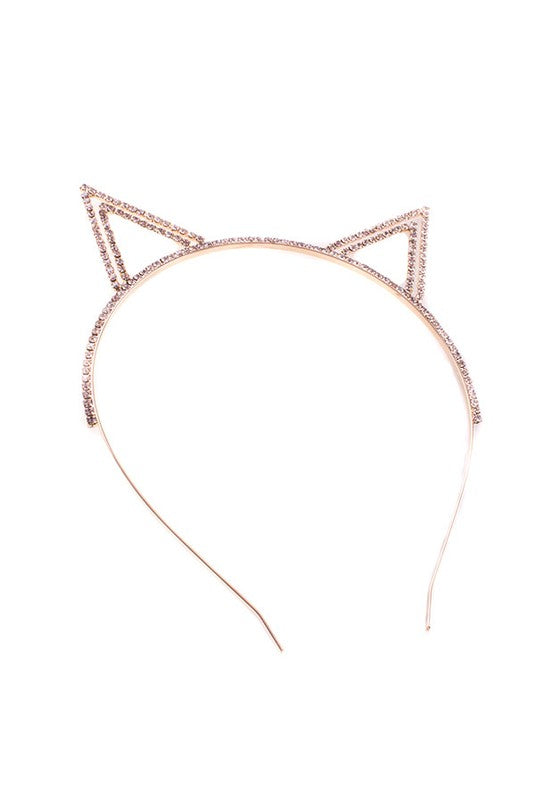 POINTY RHINESTONED CAT EARS HEADBAND