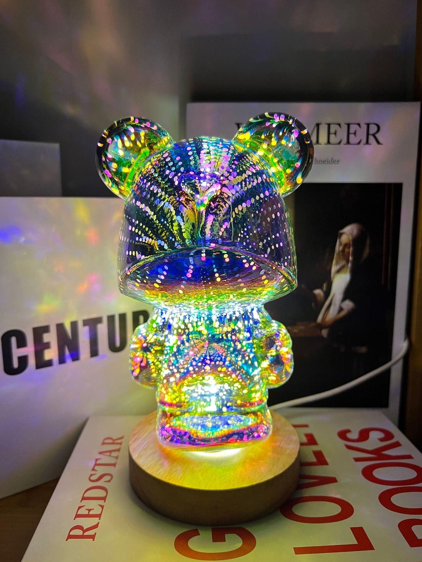 3D Glass Fireworks Bear Violent Bear Desktop Atmosphere Ornaments - MyStoreLiving