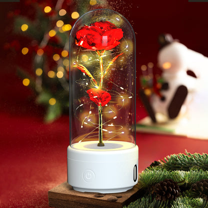 A unique gift that combines an LED light and a Bluetooth speaker with rose flowers.