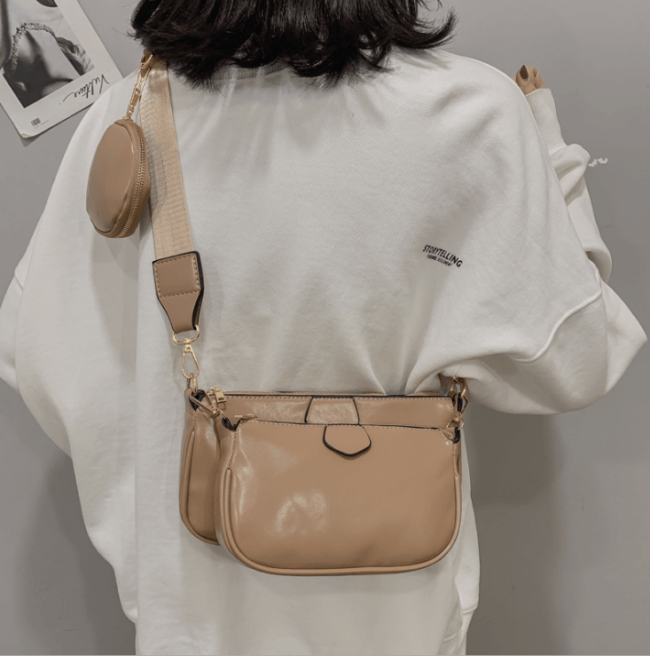 3 Pieces Female Bags Solid Color Multipurpose Crossbody Bag Shoulder Bag for Women - MyStoreLiving
