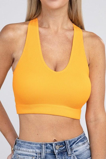 Ribbed Cropped Racerback Tank Top - MyStoreLiving