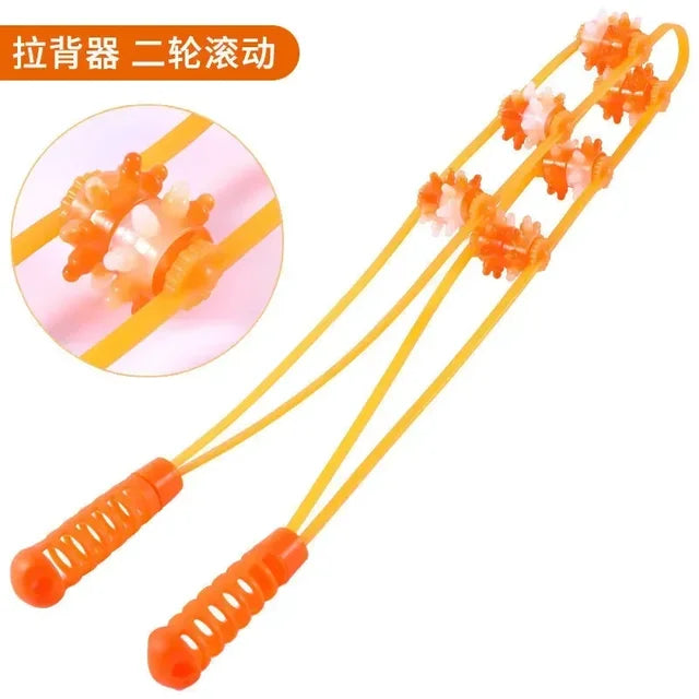 Hand-held Back Shoulder Neck Muscle Massager,Fitness Physiotherapy Massage Roller,Bead Pull-Back Roller Legs Back Waist Massage