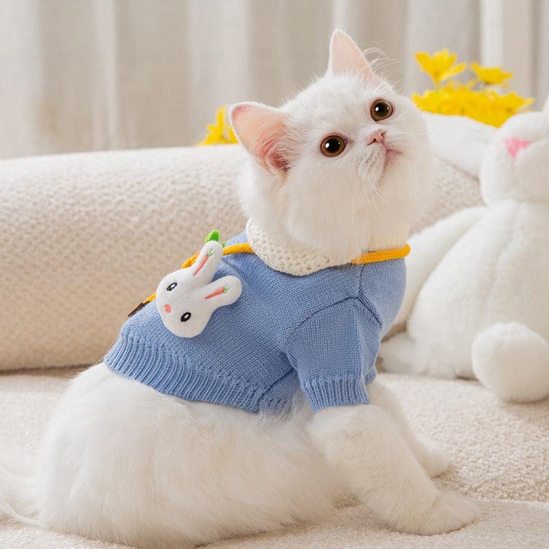 New Cute Cat Clothes Hair proof Autumn Puppet Kitten English Short Blue Cat Pet Autumn Winter Cat Sweater - MyStoreLiving