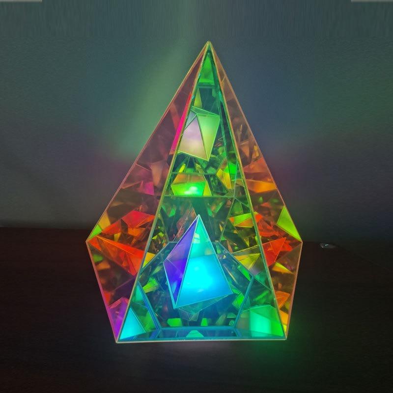 Colorful table lamp pyramid camping lamp bedroom mood decoration ornaments creative e sports desktop atmosphere lamp - MyStoreLiving