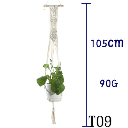 Beige Flower Pot Net Bag Cotton Rope Hanging Basket Sling for Indoor Plants