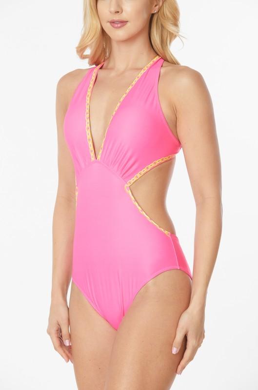 ONE-PIECE BATHING SUIT SIDE CUT-OUT WITH PRINTS ED - MyStoreLiving