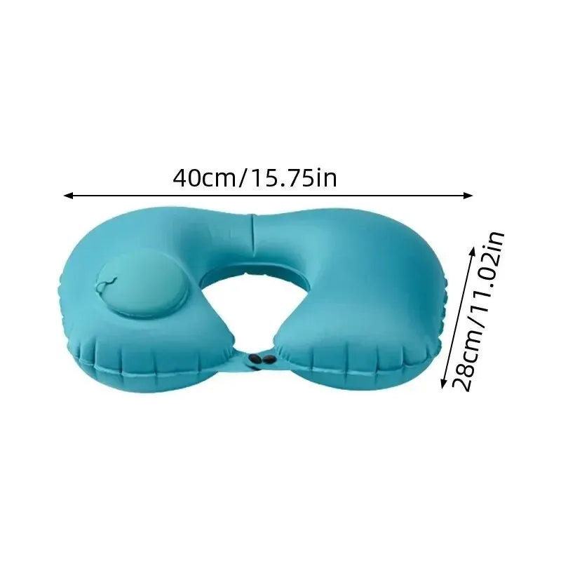 U Shape Neck Cushion Automatic Air Inflatable Pillow Compress Ring For Airplane Car Outdoor Travel