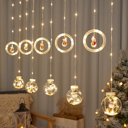 Led Christmas Curtain Lamp String Bedroom Holiday Decoration Wishing Ball Ring Remote Control Snowman Christmas Tree Led Lamp - MyStoreLiving