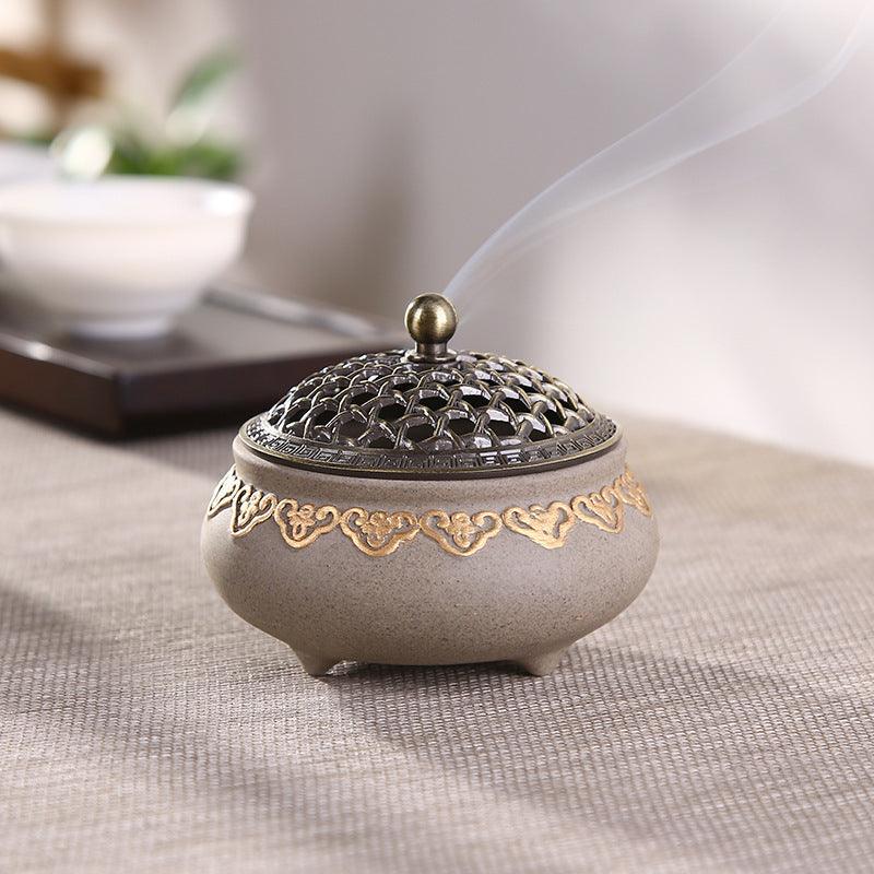 Ceramic Three-legged Incense Burner Sandalwood Agarwood Household Tea Ceremony - MyStoreLiving