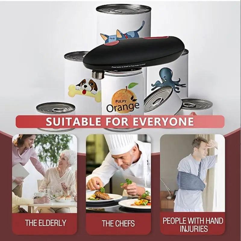 Electric Can Opener Handheld Automatic Bottle Opener Jar Can Tin Touch No Sharp Edges High Power Opener Can Kitchen Acessories - MyStoreLiving