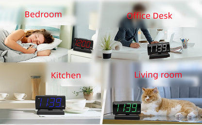 GING YHAU alarm clock large digital rotating base 2-level brightness digital clock bedroom bedside alarm clock