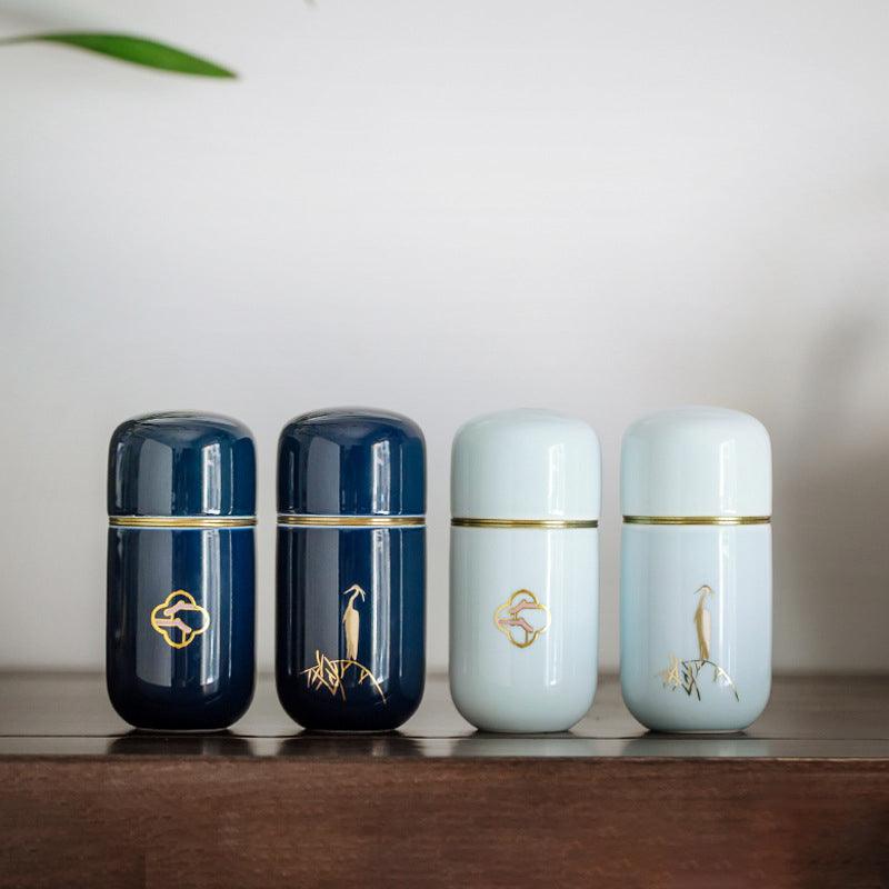 Ceramic Tea Jar Japanese Travel Mini Tea Storage Box Vintage Jar Green Tea Storage Containers - MyStoreLiving