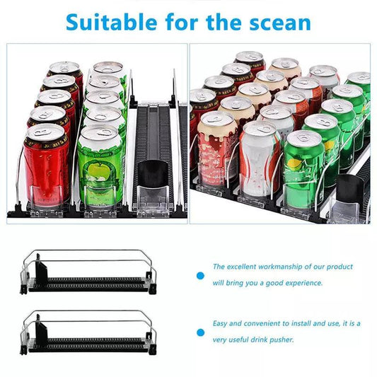 Drink Pusher Shelf Organizer Fridge Glide Rack For Replenishment Automatic Plastic Can Tray Sliding Machine Dispenser Display - MyStoreLiving