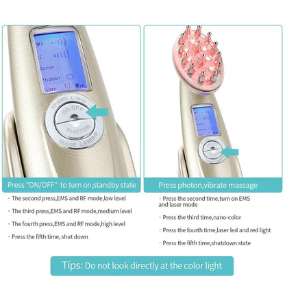 Electric Laser Hair Growth Comb Anti Hair Loss Massage Therapy Infrared RF Red Light EMS Vibration Massager Hair Brush Hair Care - MyStoreLiving