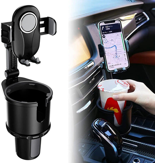 2 in 1 Car Cup Holder Phone Mount Adjustable Base with 360 Rotation Universal Car Cup - MyStoreLiving