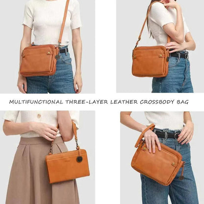 Crossbody Leather Shoulder Bags And Clutches with Three-Layer - MyStoreLiving