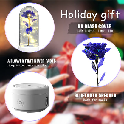 A unique gift that combines an LED light and a Bluetooth speaker with rose flowers.