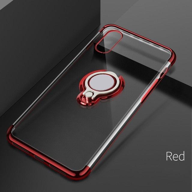 Ultra Thin Transparent Phone Case Magnetic Cases Finger Ring Holder Cover Coque - MyStoreLiving