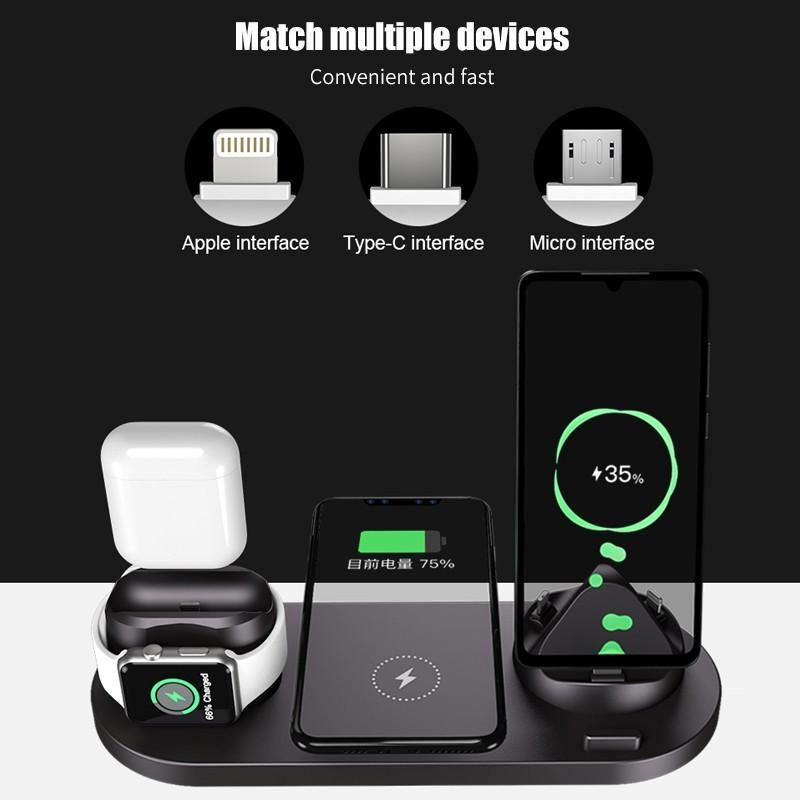 Wireless Charger 6 in 1 - 3.0 Adapter Included Fast Charging - MY STORE LIVING