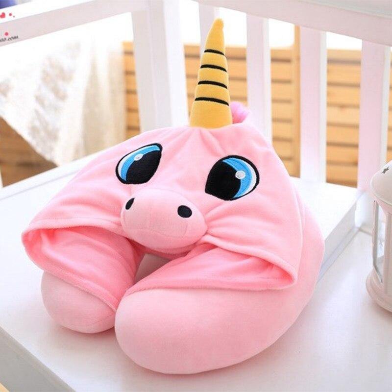 25 Kinds Cartoon U Shape Hoodie Travel Pillow Neck Cushion For Sleep Kawaii Animals Hooded Pillows For Airplane Home Textile - MY STORE LIVING