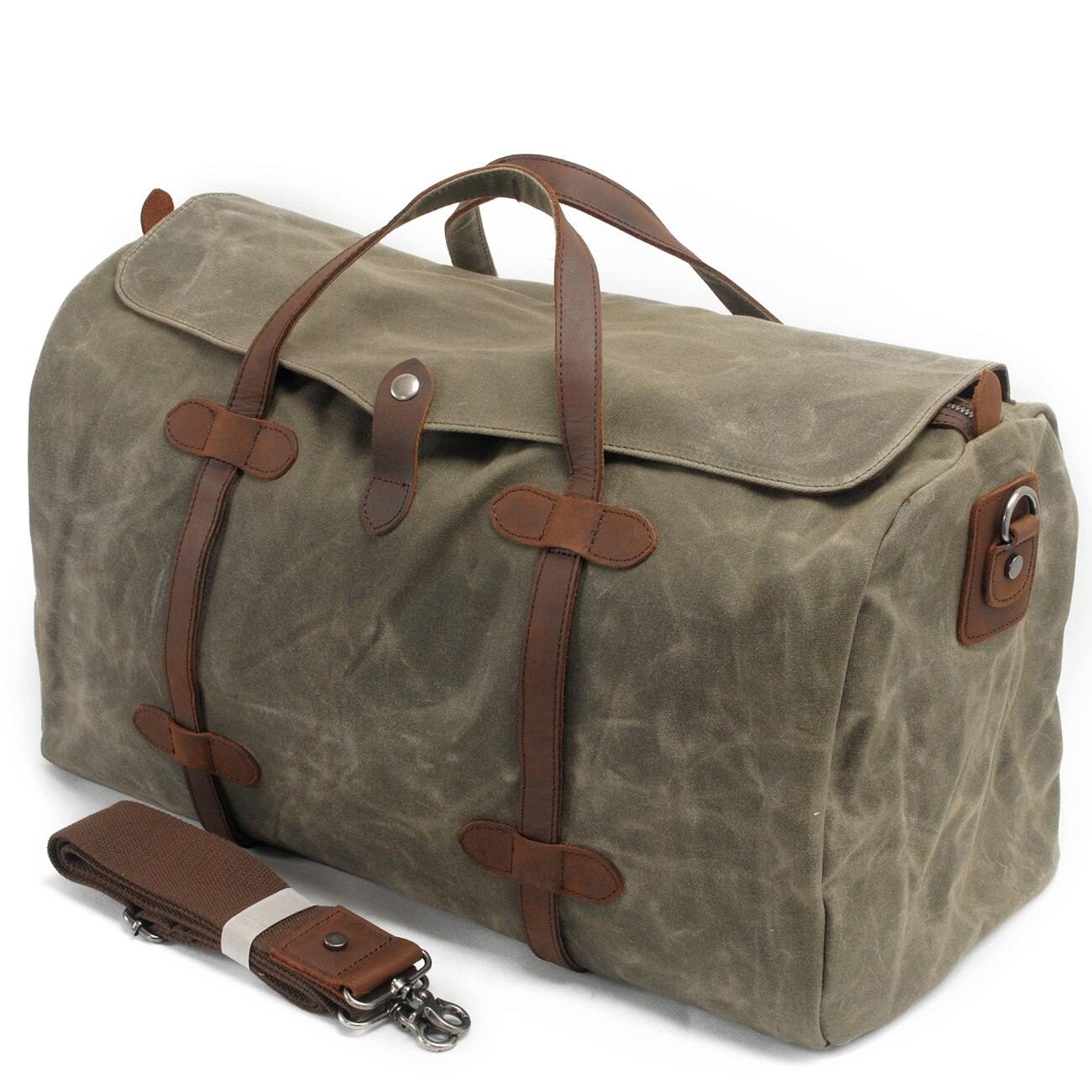 Waterproof Waxed Vintage Canvas Duffel Handbag Weekend Bag - MY STORE LIVING